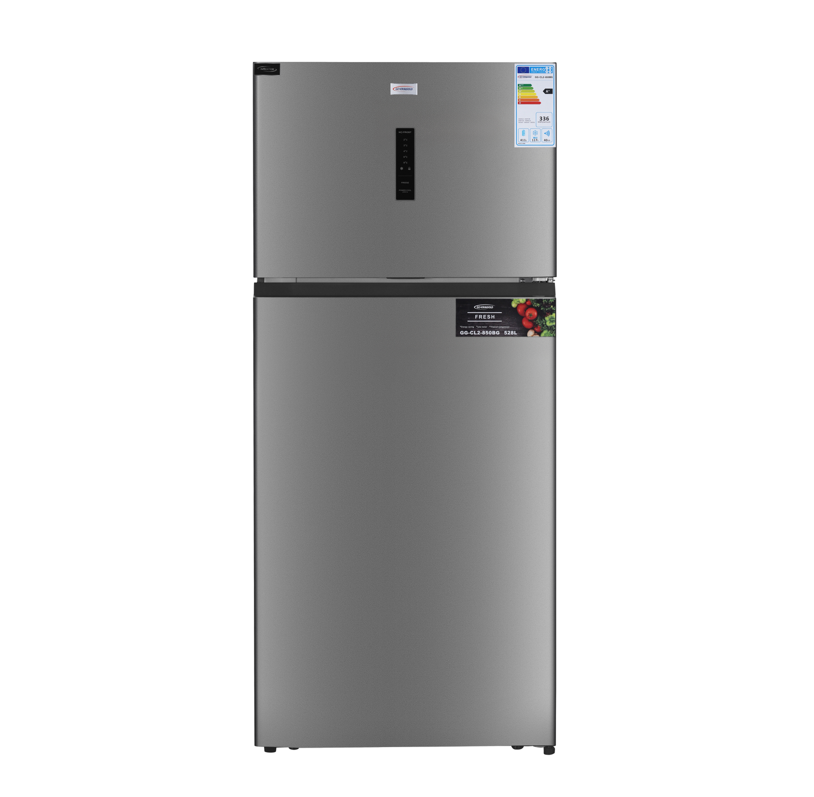 GEN-CL2-850 528L Inox No Frost Top-Freezer Refrigerator - Image 1
