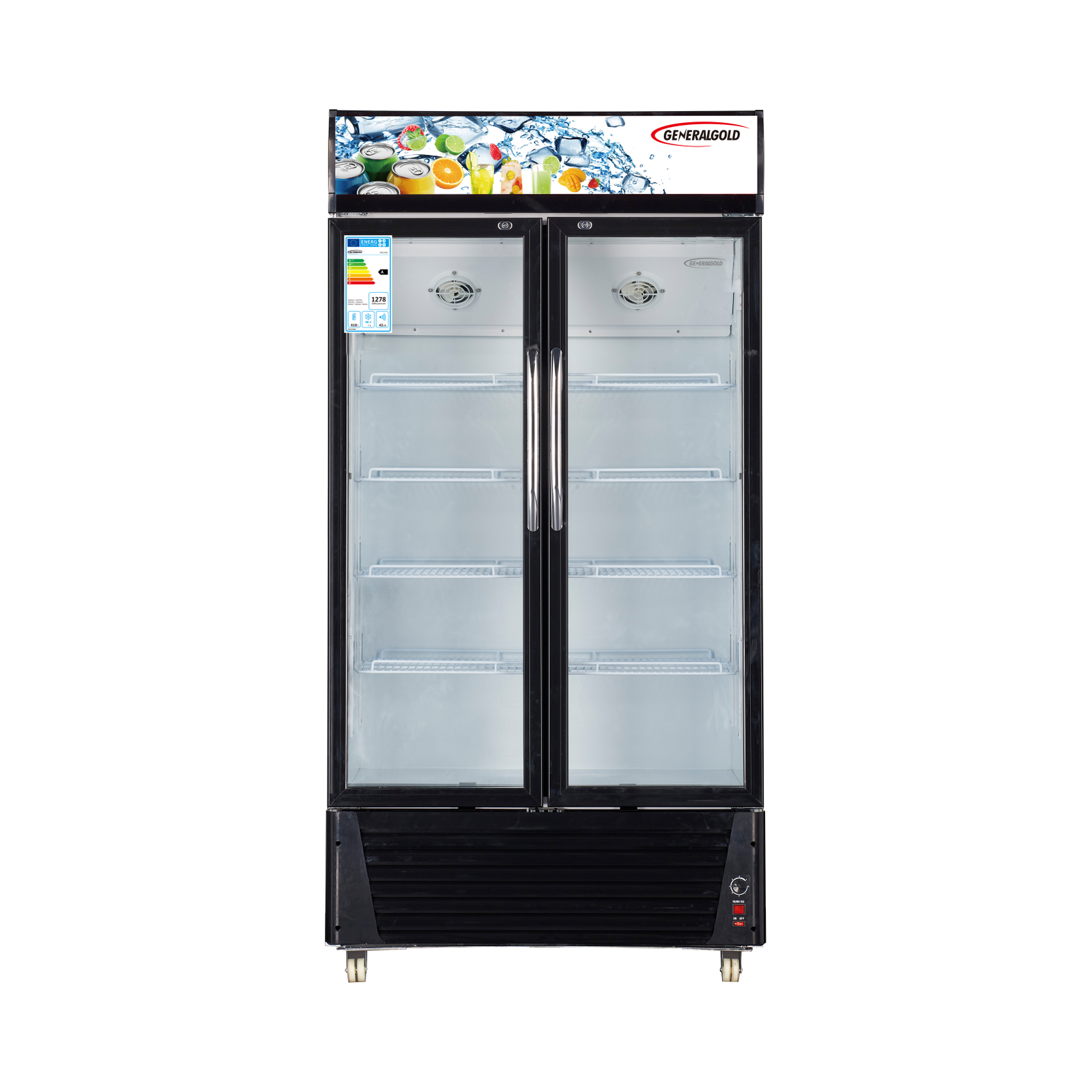 GENERALGOLD GSCC618B BLACK 618L Black Double-Door Display Showcase - Image 1