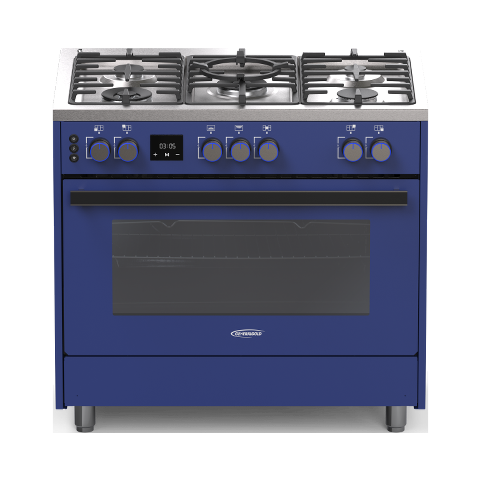 GG5SP-90OD-SPBU (2) 90cm Blue Semi-Professional Gas Cooker with Double Wok Burner - Image 1
