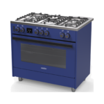 90cm Blue Semi-Professional Gas Cooker with Double Wok Burner - Image 4