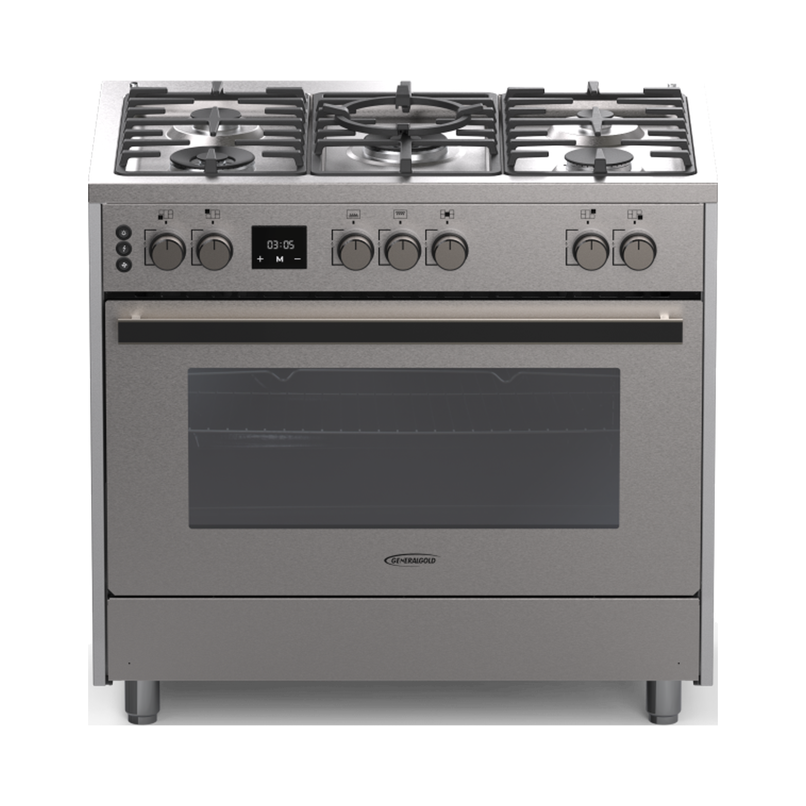 GG5SP-90OD-SPSS (2) 90cm Inox Semi-Professional Gas Cooker with Double Wok Burner - Image 1
