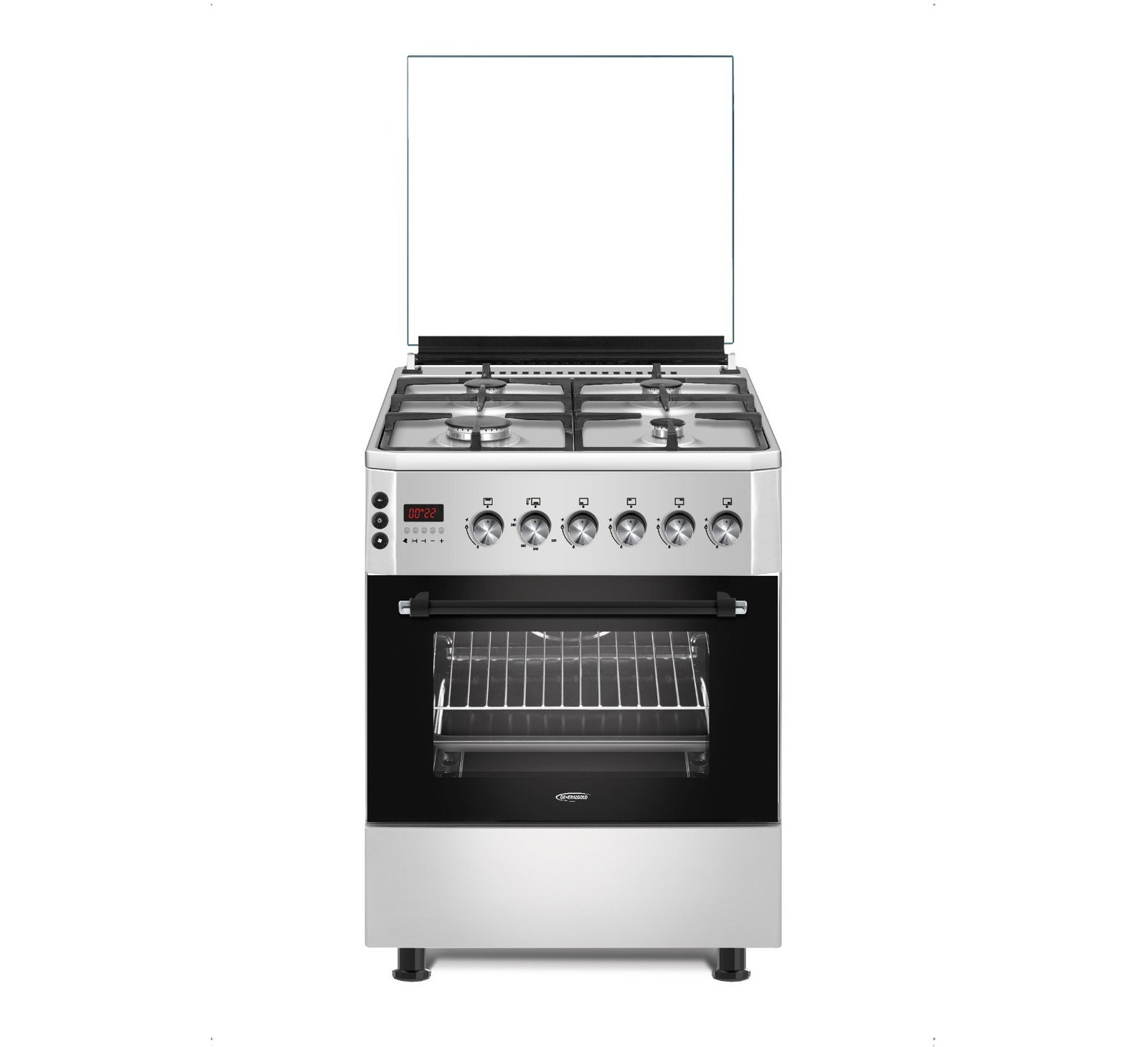 GG6TP40GF-CI1DR 60cm Inox Gas Cooker with Digital Timer & Rotisserie - Image 1