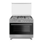 90cm Inox 5-Burner Gas Cooker with 5kW Wok Burner