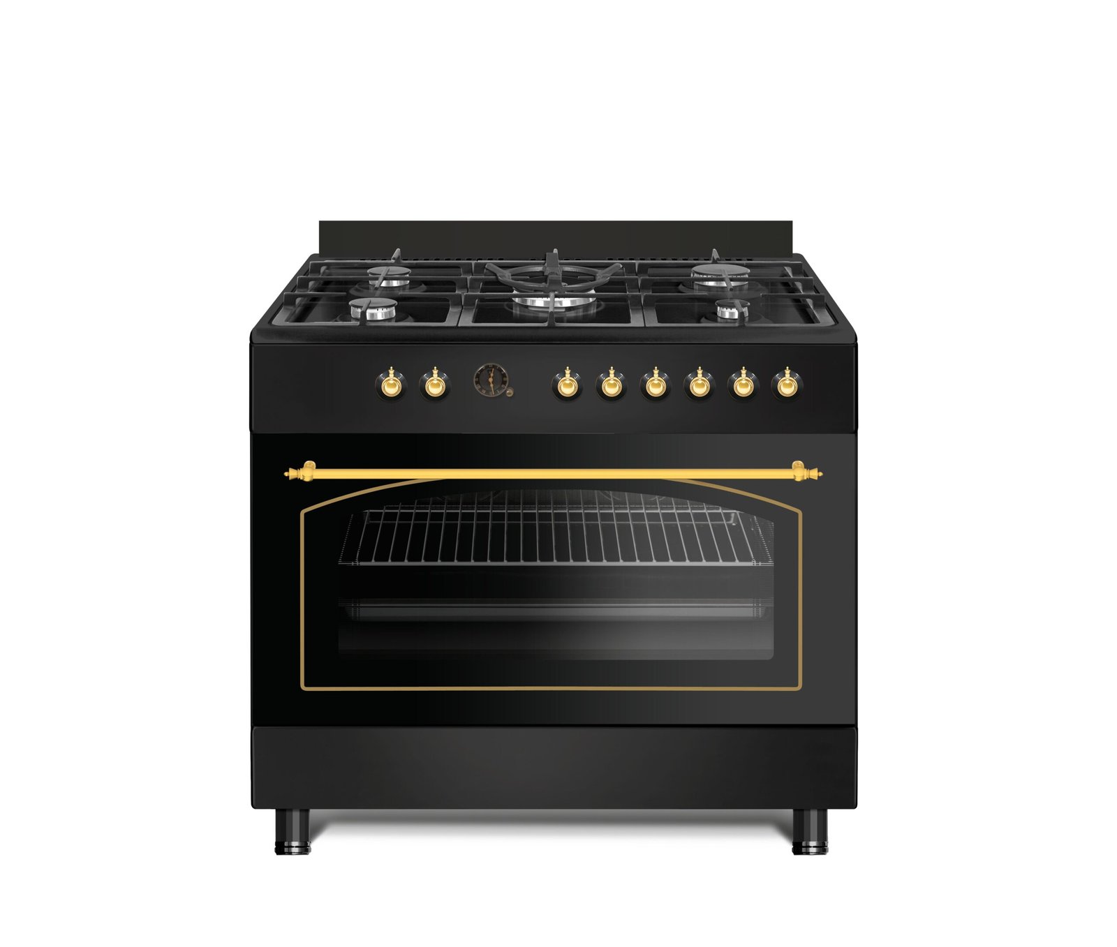 GG9S50GF-CSARB 90cm Matt Black 5-Burner Rustic Gas Cooker - Image 1