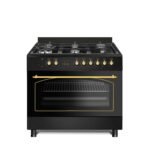 90cm Matt Black 6-Burner Rustic Gas Cooker