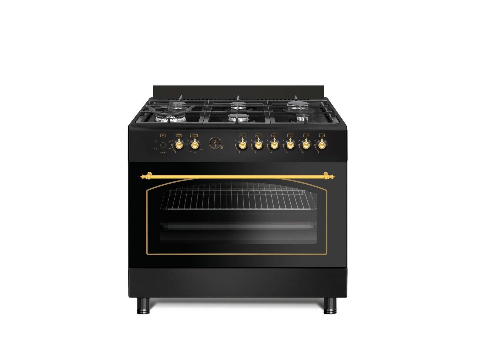 GG9S60GF-CSARB 90cm Matt Black 6-Burner Rustic Gas Cooker - Image 1