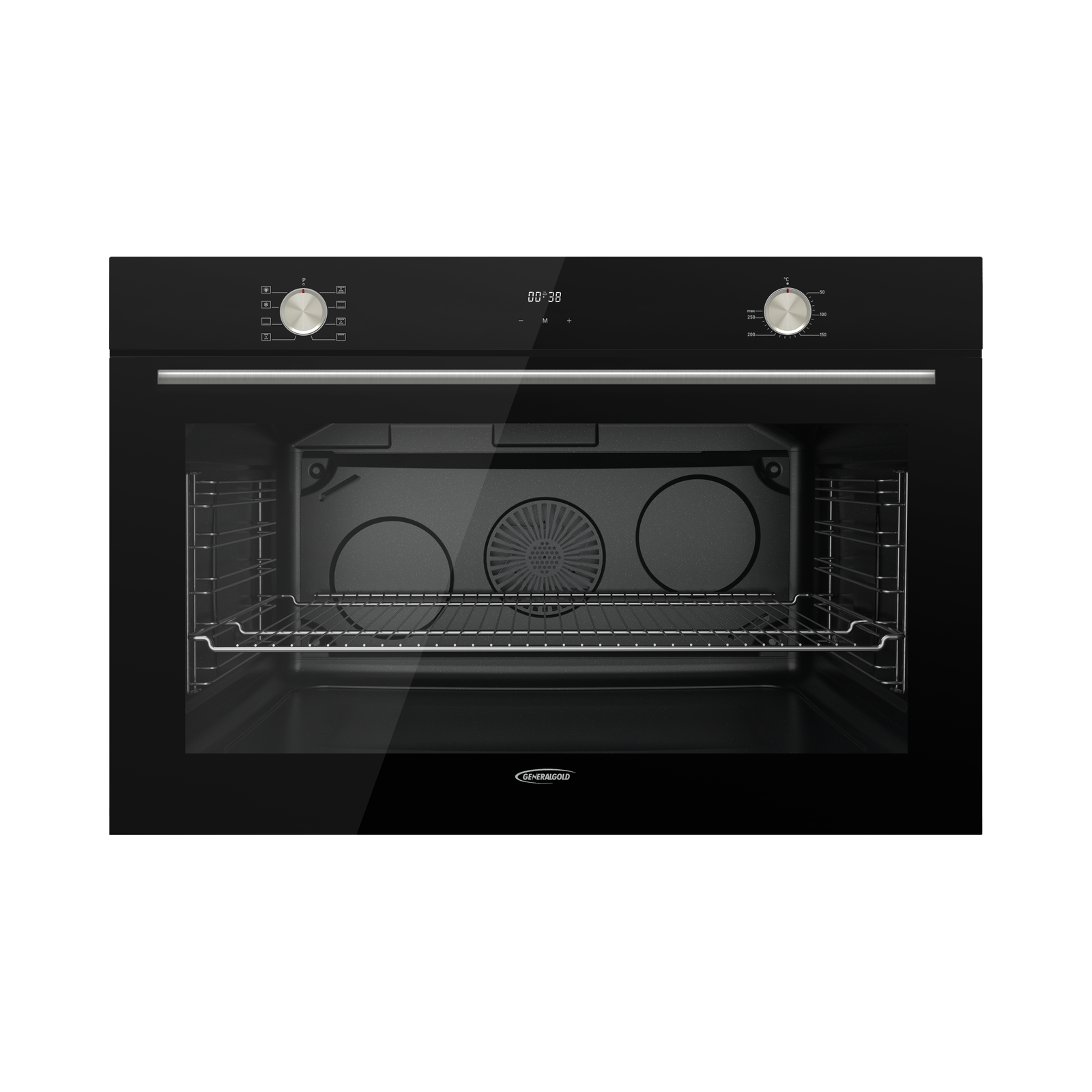 QX STYLE 90 BL 90cm Black Glass Built-In Oven with 8 Functions - Image 1